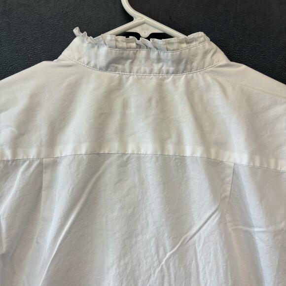 Talbots Haberdashery Blouse Ruffleneck Time Period Button Down Pleated Mockneck - Picture 2 of 8